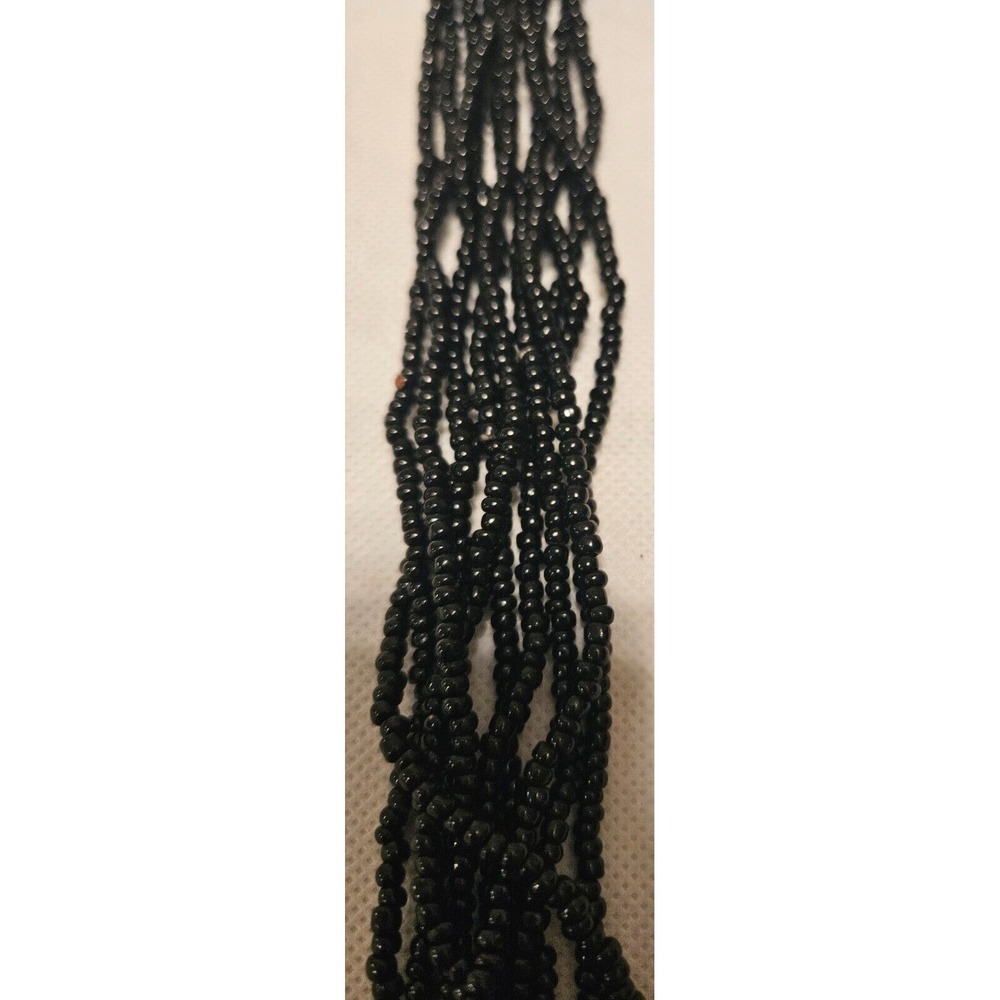 VINTAGE TRIFARI Beaded Necklace and Earrings Set - Black Seed Beads Jewelry Set - Picture 8 of 15